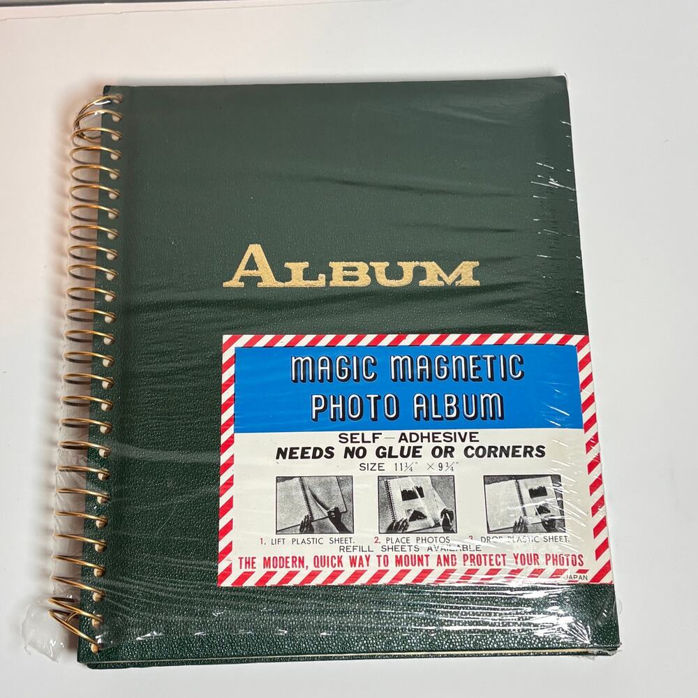 Sealed MCM Magic Magnetic Photo Album Self Adhesive Hunter Green Vintage Retro